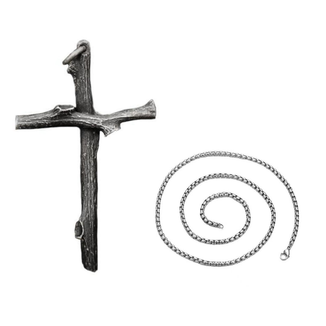 Imitation wooden cross necklace