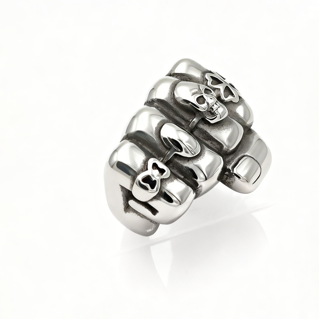 Punk Skeleton Knuckle Silver Ring