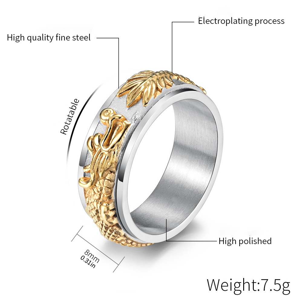 Vintage Embossed Dragon Band Finger Ring