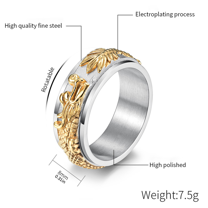 Vintage Embossed Dragon Band Finger Ring