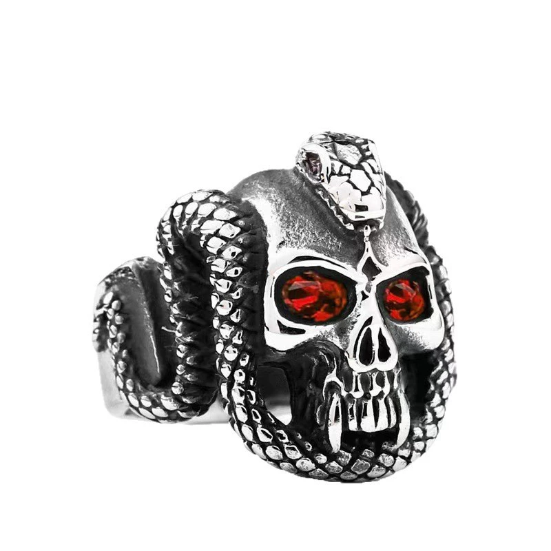 Vintage Snake Skull Statement Ring