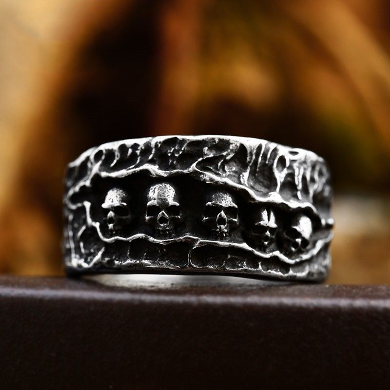 Hip Hop Punk Skull Sterling Silver Ring