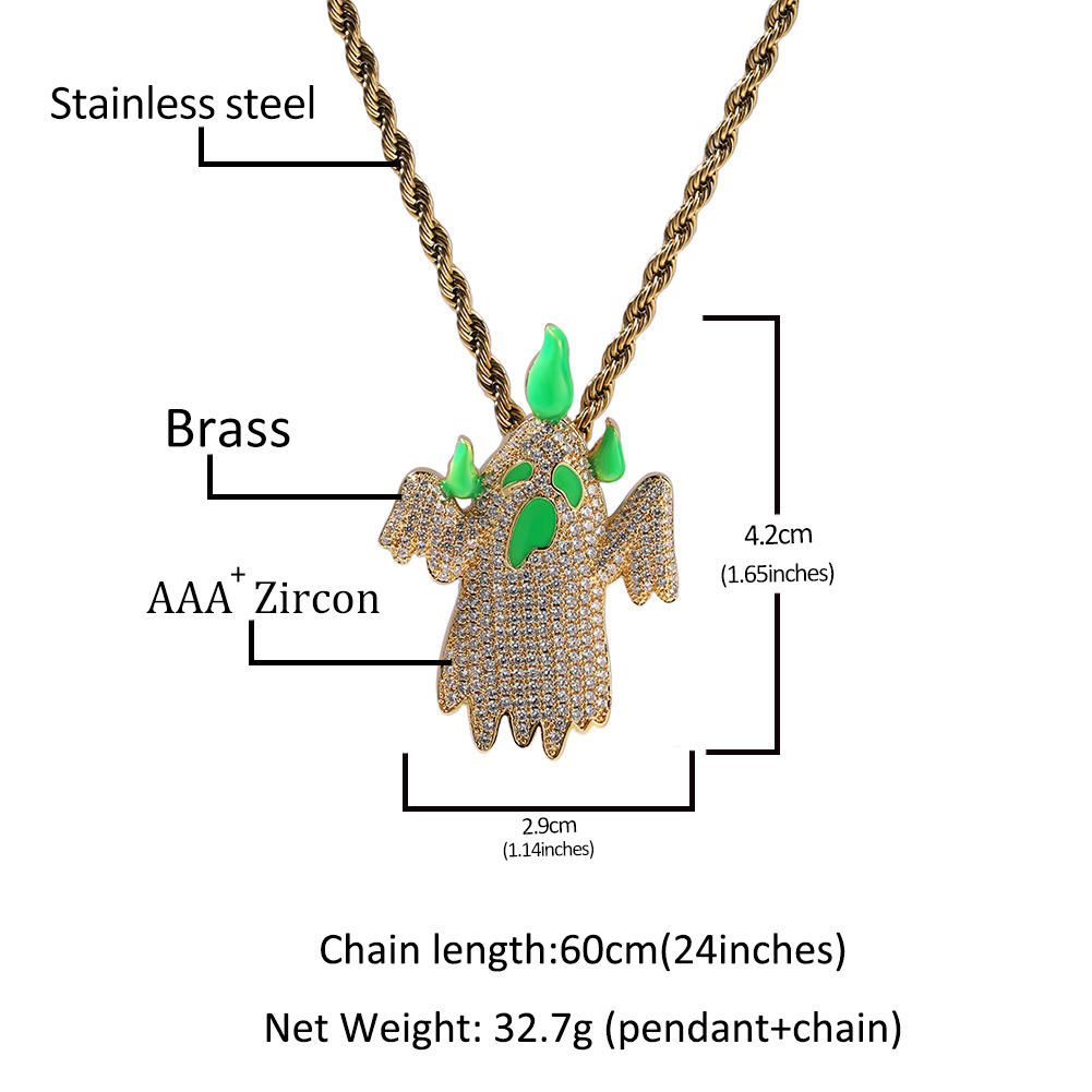 Gemstone ghost pendant necklace
