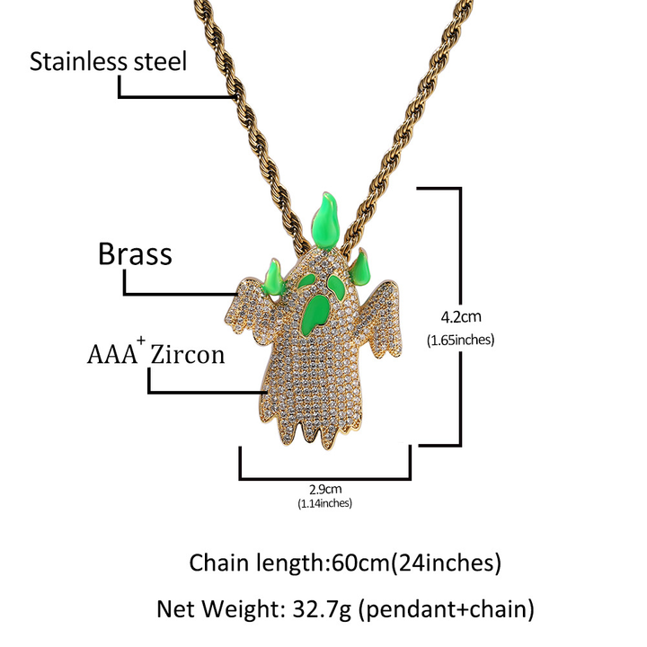 Gemstone ghost pendant necklace