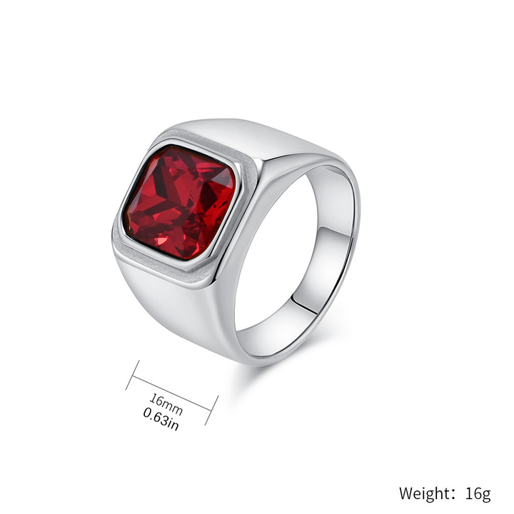 Cushion Cut Crystal Inlay Mens Statement Ring