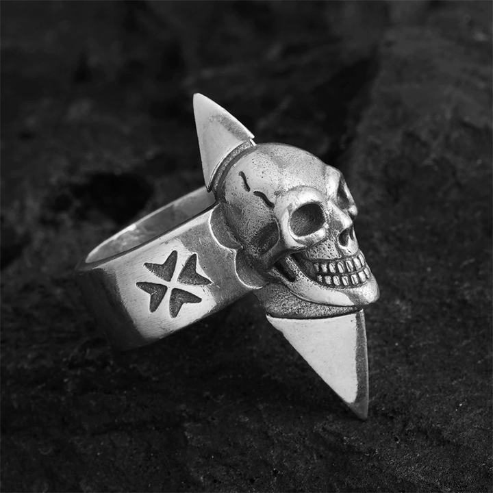 Retro Spiked Skull Motorcycle Style Ring