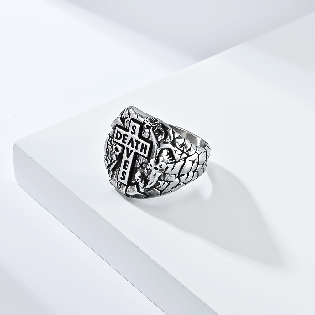 Gothic Cross Letter Signet Ring