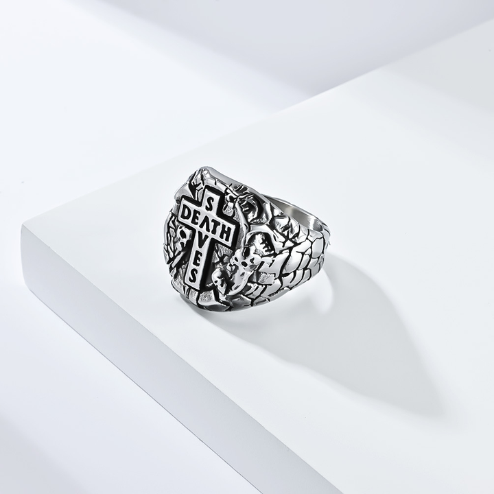 Gothic Cross Letter Signet Ring