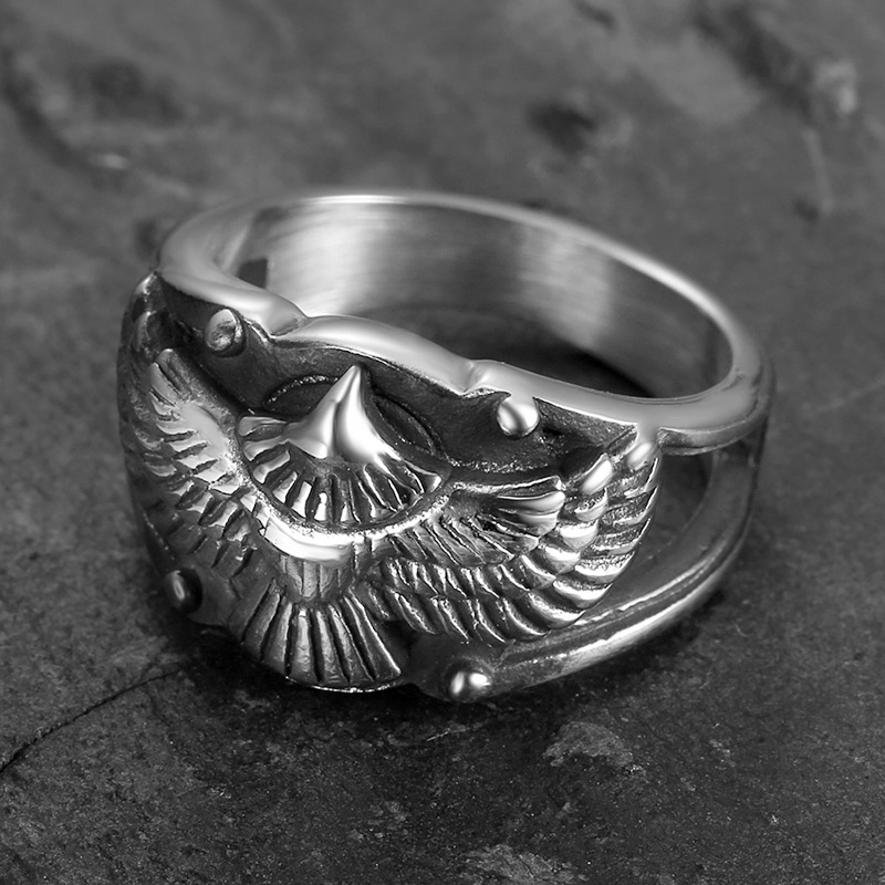Vintage Spread Wing Eagle Biker Statement Ring