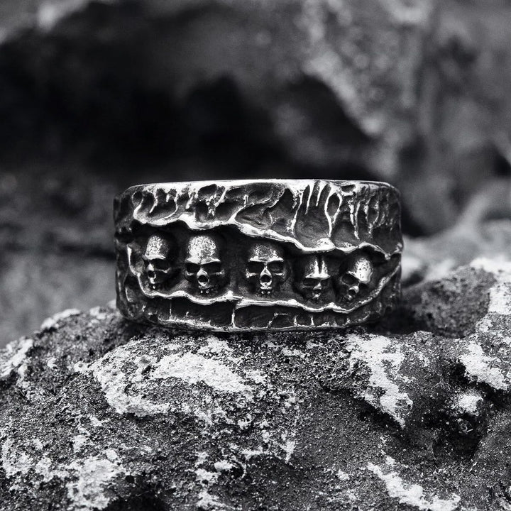 Hip Hop Punk Skull Sterling Silver Ring