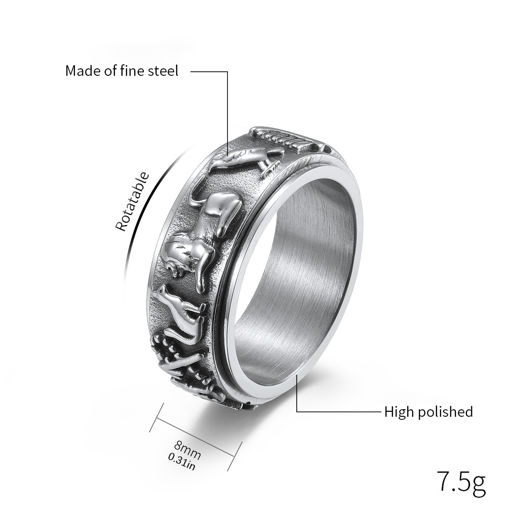 Egyptian Hieroglyph Spinner Band Ring