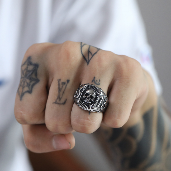 Punk Skull Symbol Biker Statement Ring
