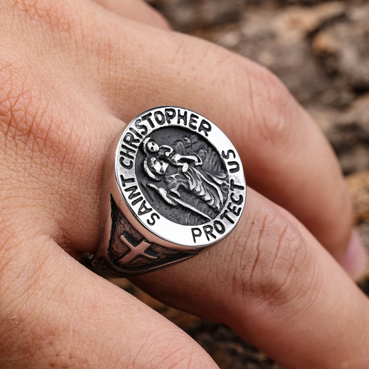 Patron Saint Christopher Travel Protection Amulet Ring