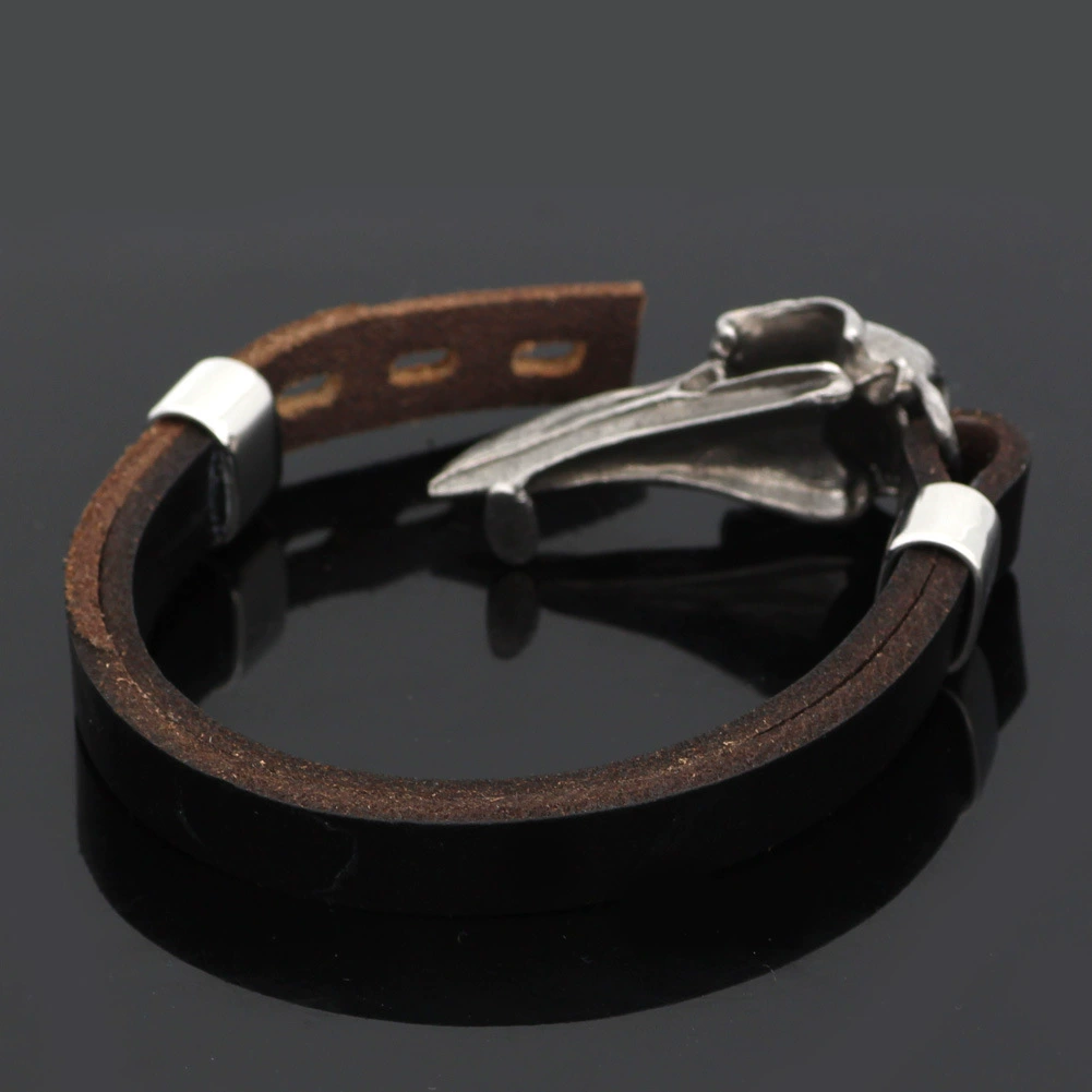 Retro Viking Raven Skull Genuine Leather Bracelet