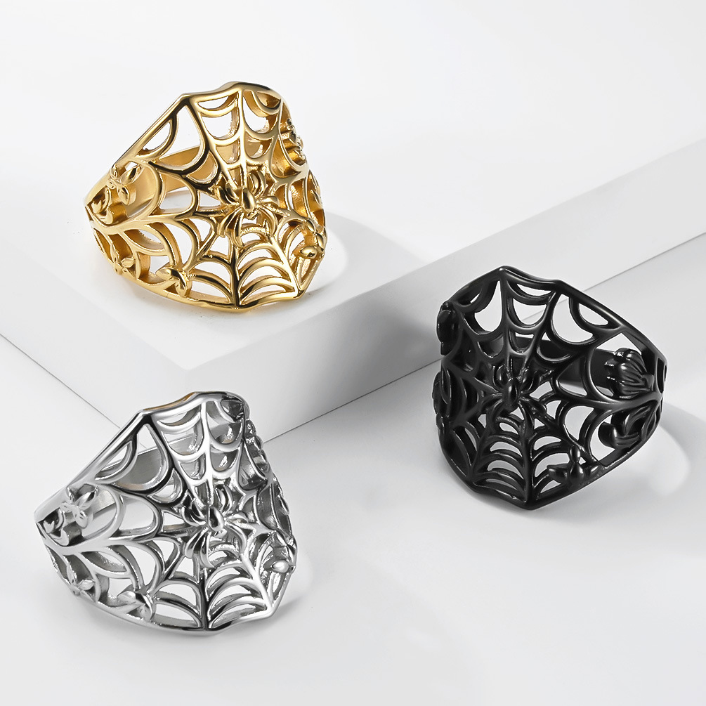 Hollow Spider Web Gothic Statement Ring