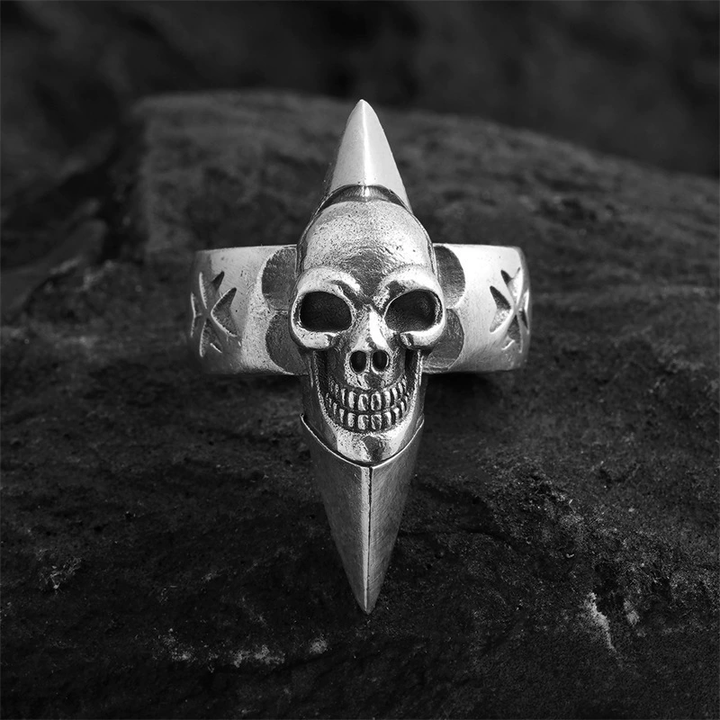 Retro Spiked Skull Motorcycle Style Ring