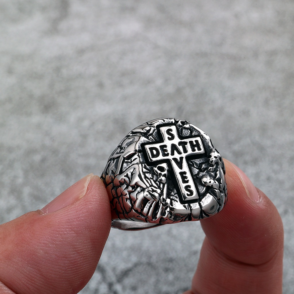 Gothic Cross Letter Signet Ring