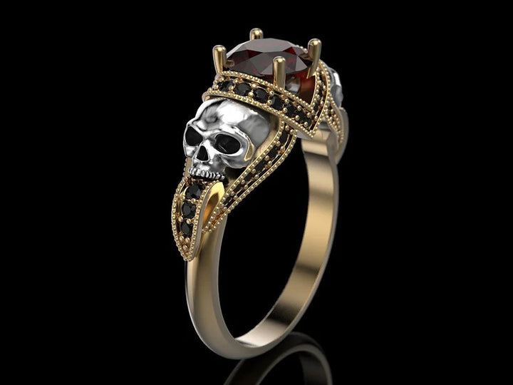 Gothic Ruby Skull Ring