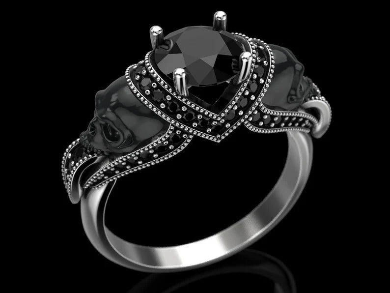 Gothic Ruby Skull Ring