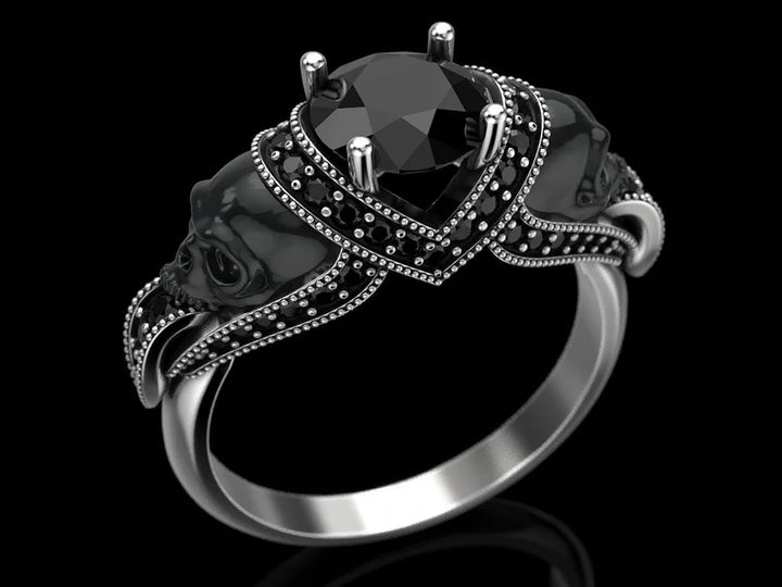 Gothic Ruby Skull Ring