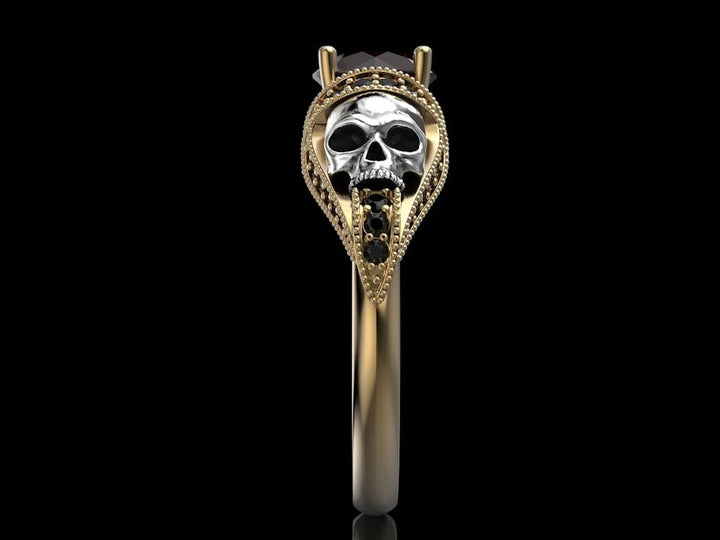 Gothic Ruby Skull Ring