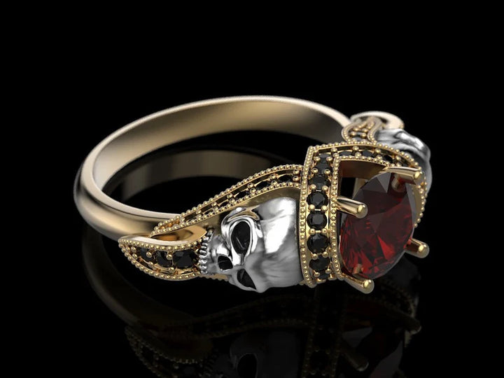 Gothic Ruby Skull Ring