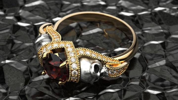 Gothic Ruby Skull Ring