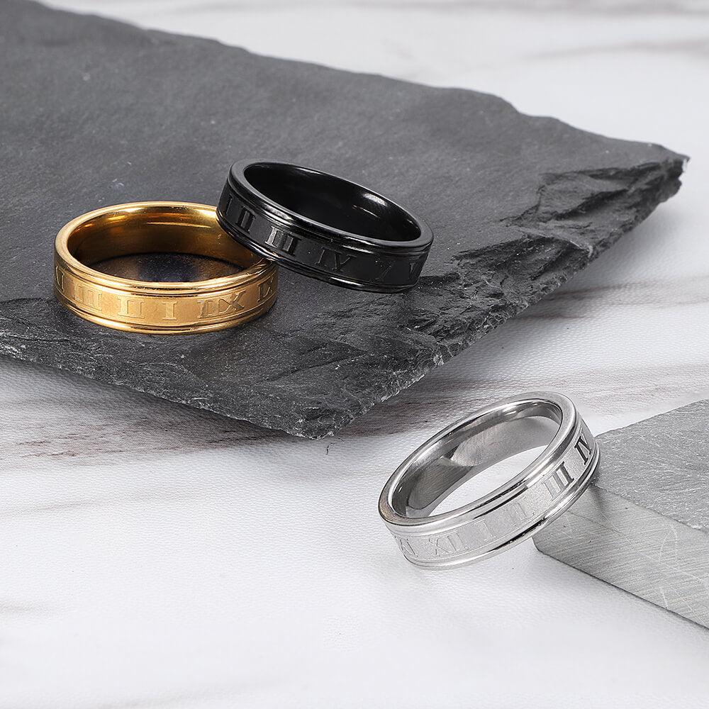 Roman Numeral Stainless Steel Ring