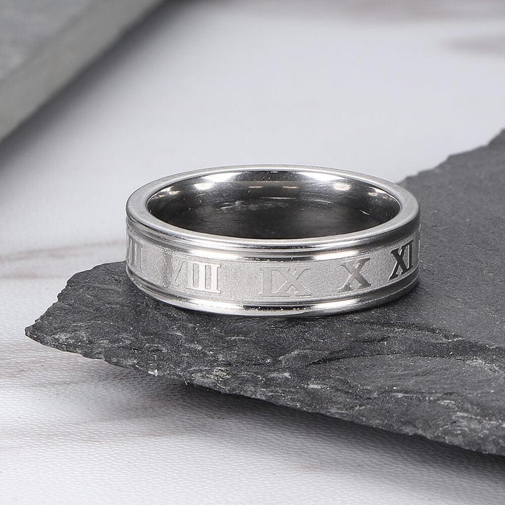 Roman Numeral Stainless Steel Ring