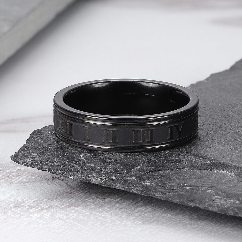 Roman Numeral Stainless Steel Ring