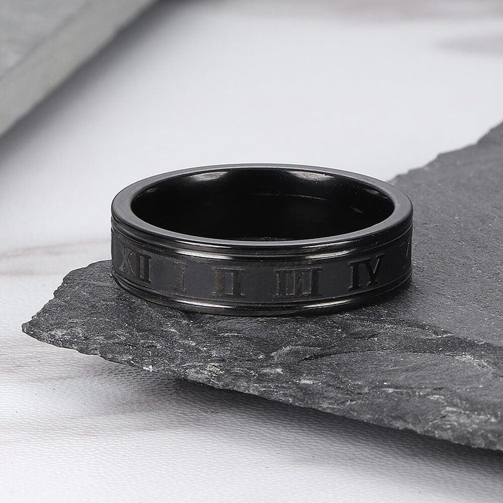 Roman Numeral Stainless Steel Ring