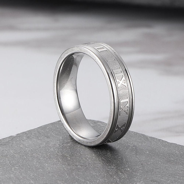 Roman Numeral Stainless Steel Ring