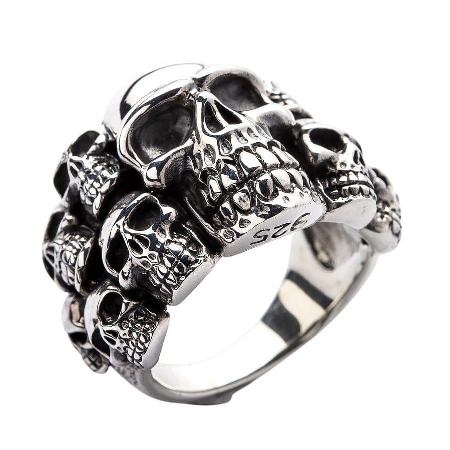 Sterling Silver Phantom Skull Biker Ring